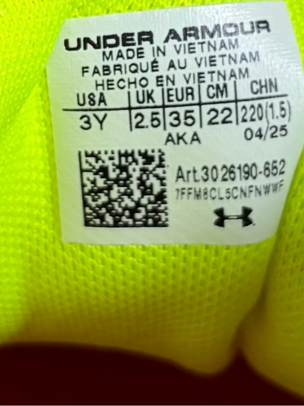 Under Armour Kids Neon Pink & Lime Athletic‎ Sneakers Sz 3Y